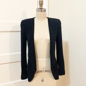 Zara Black Blazer with Waterfall Front Lapel